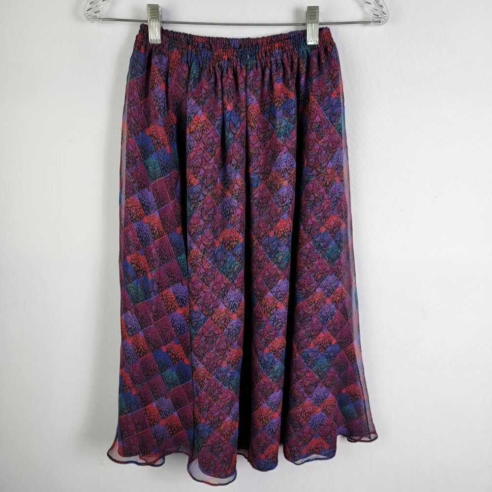 Vintage Koos Van Den Akker Abstract Overlay Midi Skirt Womens 4 USA - Picture 2 of 5